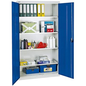 Stumpf Werkzeug- und Materialschrank Serie 3000, 4 durchgehende Wannenböden, lichtgrau/blau