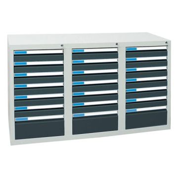 Stumpf Schubladenschrank ESTA-3, 21 Schubladen, Semi-Schwerlast, 1500x900x500, lichtgrau/ant.