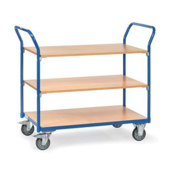 fetra Tischwagen mit 3 Böden, Tragkraft 200 kg, blau