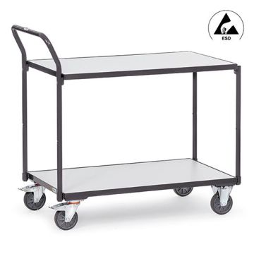 fetra ESD-Tischwagen mit 2 Böden, Tragkraft 300 kg, grau