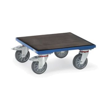 fetra Kistenroller mit 1 Boden, Typ 2166,  Riefengummi, 500x500mm, Tragkraft 400 kg, blau