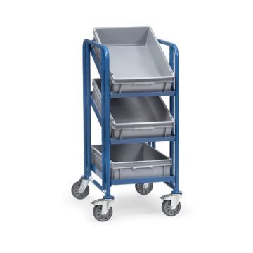 fetra Eurokastenwagen mit 3 Etagen und Kästen, Tragkraft 250 kg, blau