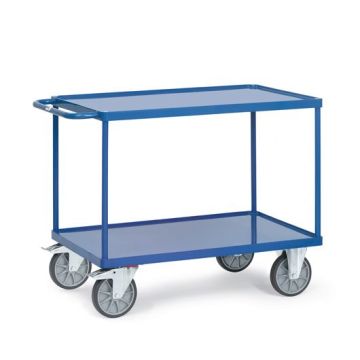 fetra Tischwagen mit 2 flachen Stahlblechwannen, blau