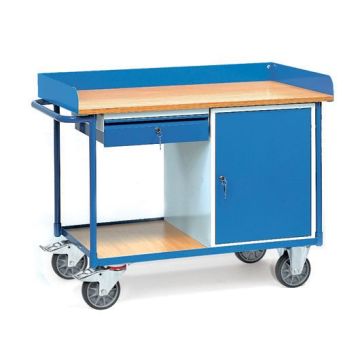 fetra Werkstattwagen mit 1 Schrank, 1 Schublade, Typ 2436, 1120x650mm, Tragkraft 400 kg, blau
