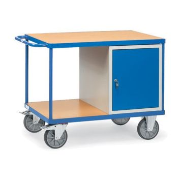 fetra Werkstattwagen mit 1 Schrank, 2 Ladeflächen Tragkraft 600 kg, blau
