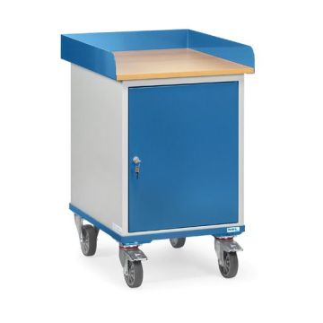 fetra Rollschrank 2445 mit Arbeitsplatte, blau, Flügeltürenschrank, 650x550mm, Tragkraft 150 kg