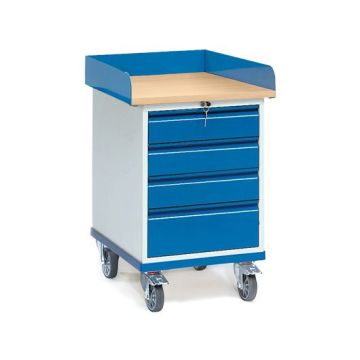 fetra Rollschrank 2446 mit Arbeitsplatte, blau, Schubladenschrank, 650x550mm, Tragkraft 150 kg