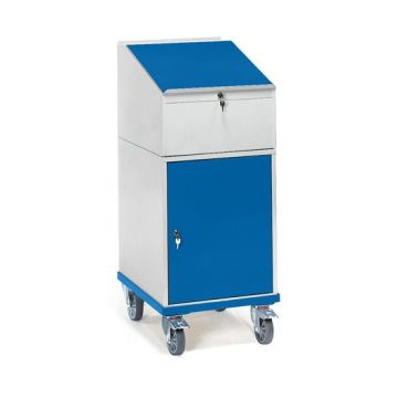 fetra Rollpult mit Flügeltürenschrank, Typ 2448, Tragkraft 150 kg, blau