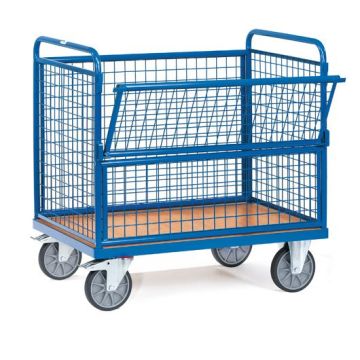 fetra Drahtkastenwagen mit 1 Boden, 4 Drahtgitterwände, Traglast 600 kg, blau