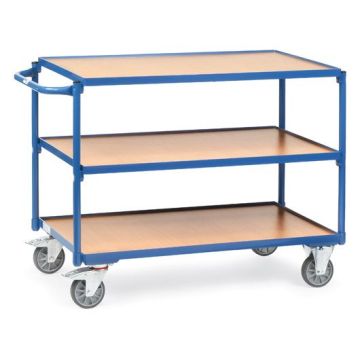 fetra leichter Tischwagen mit 3 Böden, Tragkraft 300 kg, blau