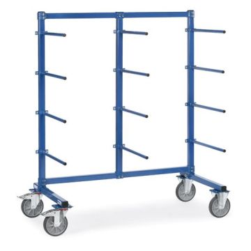 fetra Tragarmwagen mit 4 Ebenen, einseitig, Tragkraft 500 kg, blau