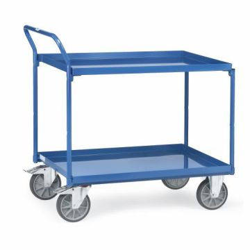 fetra Tischwagen mit 2 Stahlblechwannen, blau, Tragkraft 400 kg