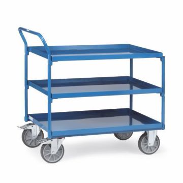 fetra Tischwagen mit 3 Stahlblechwannen, blau, Tragkraft 400 kg