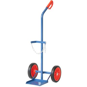 fetra Stahlflaschenkarre Typ 51101, für 1 Flasche 20-50 kg, Vollgummireifen, Tragkraft 100 kg, blau