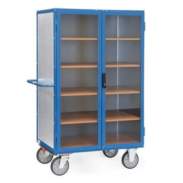 fetra Kastenwagen, transparente Türen, verzinktes Stahlblech, 5 Böden, Tragkraft 750 kg
