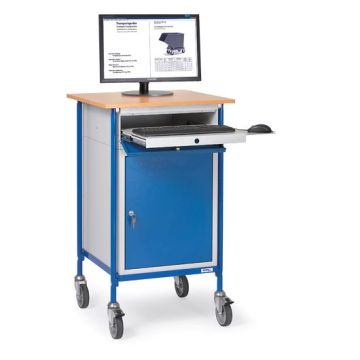 fetra Rollpult mit Stahlschrank, Typ 5839, Tastaturschublade, 650x650mm, 150 kg, blau