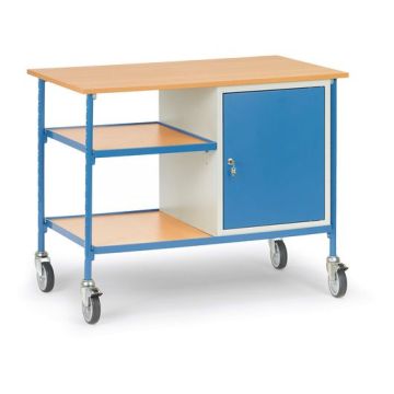 fetra Rolltisch mit 2 Böden, Stahlschrank, Typ 5864, 1120x650mm, Tragkraft 150 kg, blau