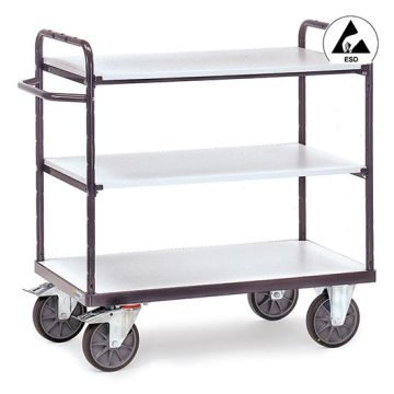 fetra ESD-Etagenwagen mit 3 Böden, Typ 9100, 850x500mm, Tragkraft 500 kg, grau