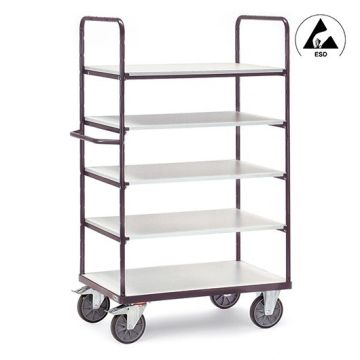 fetra ESD-Etagenwagen mit 5 Böden, Typ 9341, 1000x600mm, Tragkraft 600 kg, grau