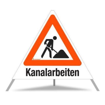 Triopan Faltsignal, Arbeitsstelle, Kanalarbeiten, weiß tagesleuchtend