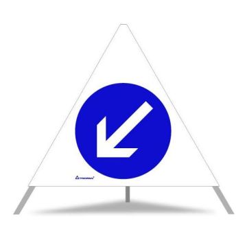 Triopan Faltsignal, vorgeschriebene Fahrtrichtung links vorbei, weiß tagesleuchtend