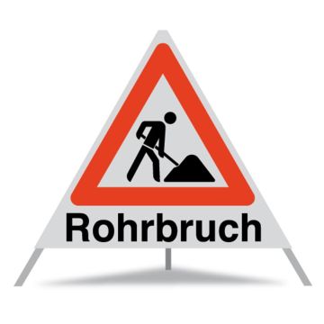 Triopan Faltsignal, VZ 123 Arbeitsstelle, Rohrbruch, weiß tagesleuchtend, SL 70 cm