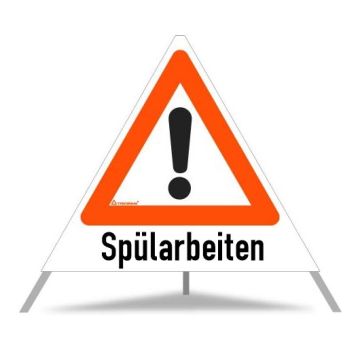 Triopan Faltsignal, Gefahrenstelle, Spülarbeiten, weiß tagesleuchtend, SL 70 cm