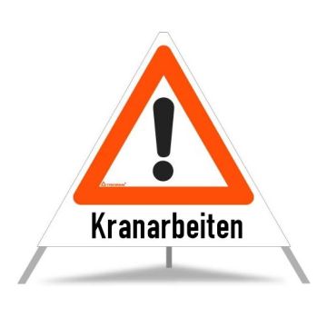 Triopan Faltsignal, Gefahrenstelle, Kranarbeiten, weiß tagesleuchtend, SL 70 cm