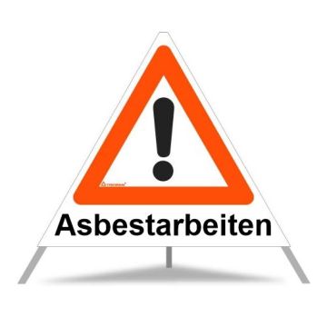 Triopan Faltsignal, VZ 101 Gefahrenstelle, Asbestarbeiten, weiß tagesleuchtend, SL 70 cm
