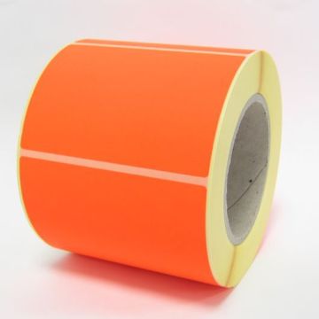 Papieretiketten auf Rolle, leuchtrot, auf 3 Zoll Rollenkern, verschiedene Formate