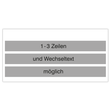 Kunststoffschilder bedruckt, mit Wechseltext, 100 × 50 mm, Schriftbalken farbig nach DIN 2403