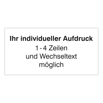 Kunststoffschilder bedruckt, mit bis zu 4 Zeilen Wechseltext, 100 × 50 mm, weiß
