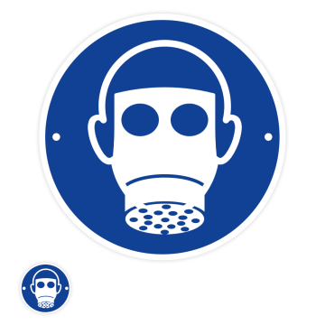 Gebotsschild, Atemschutz benutzen, ISO 7010, INOXTREME®, Edelst., 2 x geb.