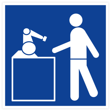 Gebotsschild, Kollaborierendes Robotersystem, DGUV-Info FB HM-080 , Aufkleber, Folie