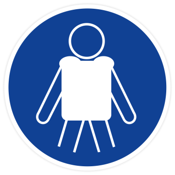 Gebotsschild, Rettungsweste benutzen, ISO 7010