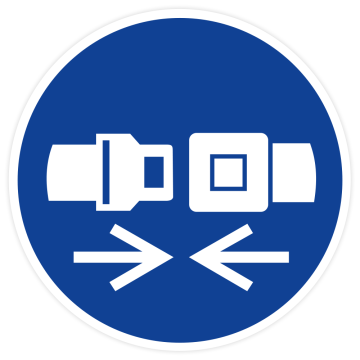 Gebotsschild, Rückhaltesystem benutzen, ISO 7010