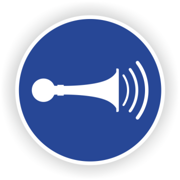 Gebotsschild, Akustisches Signal geben, ISO 7010, Aufkleber, Folie, d = 100 mm
