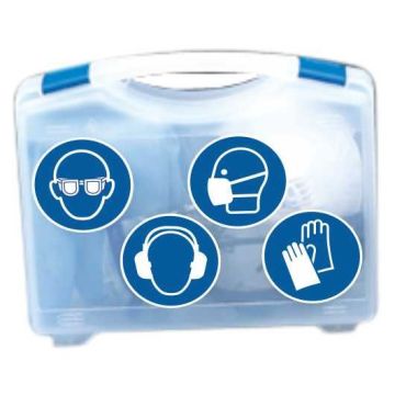 SecuCase Mini mit Tragegriff, transparent, 210 x 255 x 72 mm (HxBxT), mit Gebotszeichen