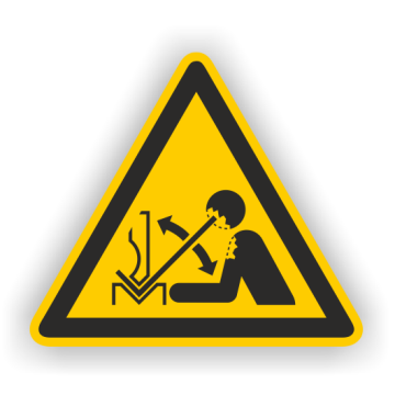 Warnschild, Warnung vor hochschnellendem Werkstück ISO 7010, Aufkl. auf Bogen, Folie, SL = 50 mm