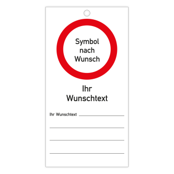 Wartungsanhänger mit Verbotszeichen und Warntext nach Wunsch, Kunststoff, 76 x 147 mm, 10 St./ VE