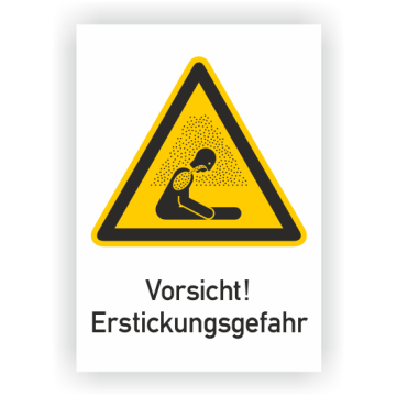 Warnschild, Vorsicht! Erstickungsgefahr, ISO 7010, Kunststoff, 210 x 297 mm