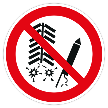 Verbotsschild, Feuerwerk zünden verboten ISO 7010, Aluminium, d = 200 mm