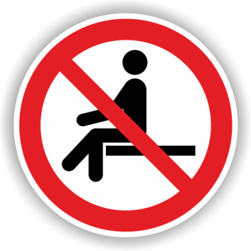 Verbotsschild, Sitzen verboten, ISO 7010, Aufkleber, Folie, d = 100 mm