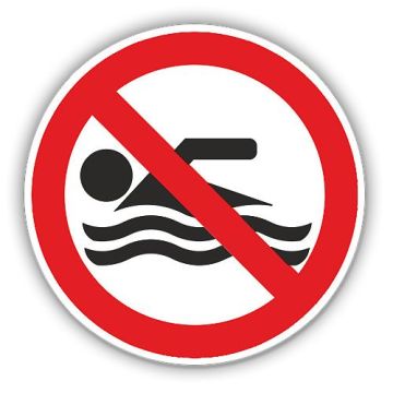 Verbotsschild, Schwimmen verboten, ISO 7010, DIN 4844-2,