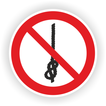 Verbotsschild, Knoten von Seilen verboten, ISO 7010, Aufkleber, Folie