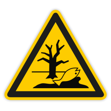 Warnschild, Warnung v. Stoff, d. Umweltgefährdung verursacht, ISO 7010, Aufkleber, Folie, SL=100 mm