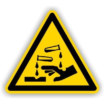 Warnschild, Warnung vor ätzenden Stoffen, ISO 7010