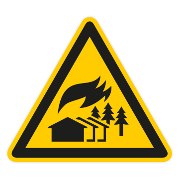 Warnschild, Warnung vor großflächiger Brandzone, ISO 7010, Aluminium, SL = 400 mm