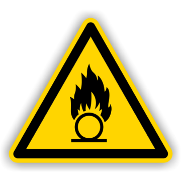 Warnschild, Warnung vor brandfördernden Stoffen, ISO 7010