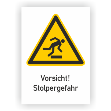 Warnschild, Vorsicht! Stolpergefahr, ISO 7010